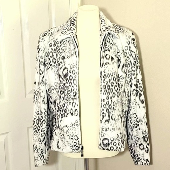 Vintage Giancarlo Ferrari Coat Jacket Animal Print Faux Fur Full Zip Women's 14 - Picture 2 of 9